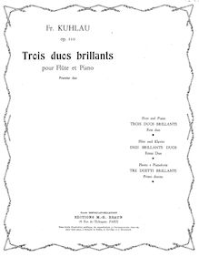 Partition de piano et flûte , partie, 3 Duos Brillants, Op.110