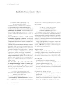 Fundación Ernesto Sánchez Villares. VI Convocatoria de ayudas a la investigación clínica y epidemiológica en Pediatría