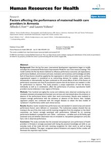 Factors affecting the performance of maternal health care providers in Armenia