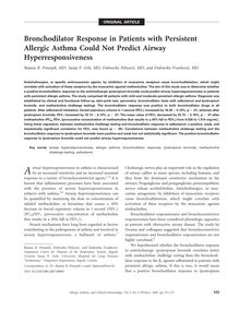 Bronchodilator Response in Patients with Persistent Allergic Asthma Could Not Predict Airway Hyperresponsiveness