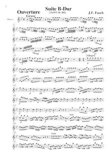 Partition hautbois 1, Ouverture-, FaWV K:B6, B flat, Fasch, Johann Friedrich
