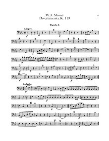 Partition basson 1, 2, Divertimento, Divertimento No.1, E♭ major