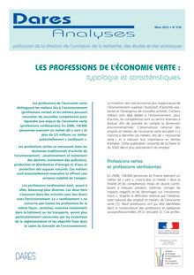 Les professions de l économie verte : typologie et caractéristiques.