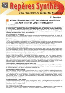 Au deuxième semestre 2007, la croissance se maintient à un haut niveau en Languedoc-Roussillon