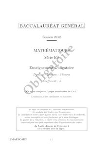 Bac 2012 ES Maths obligatoire