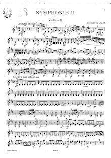 Partition violon 2 (ad lib.), Symphony No.2, D major, Beethoven, Ludwig van