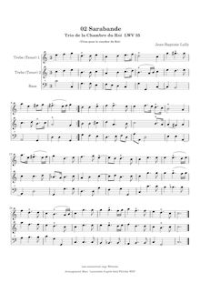 Partition , Sarabande  (score) AAB ou TTB, Trios de la Chambre du Roi
