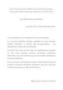 Manifestation anti-mariage gay du 24/03/2013: les déclarations de Manuel Valls
