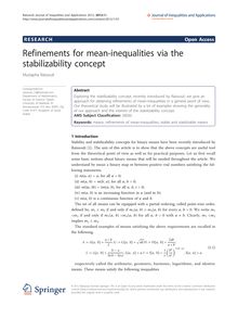 Refinements for mean-inequalities via the stabilizability concept