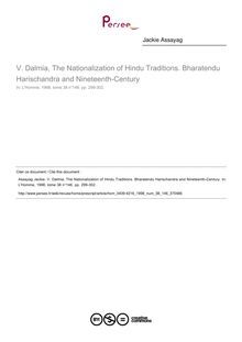 Dalmia, The Nationalization of Hindu Traditions. Bharatendu Harischandra and Nineteenth-Century  ; n°146 ; vol.38, pg 299-302