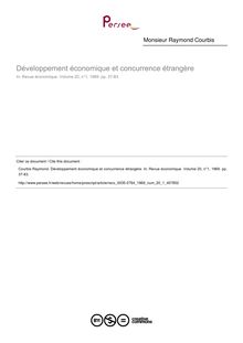 Développement économique et concurrence étrangère - article ; n°1 ; vol.20, pg 37-83