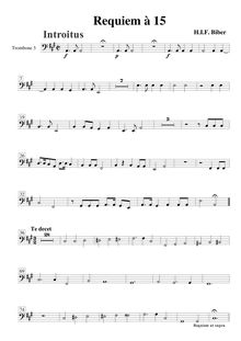 Partition Trombone 3, Requiem à 15, A major, Biber, Heinrich Ignaz Franz von