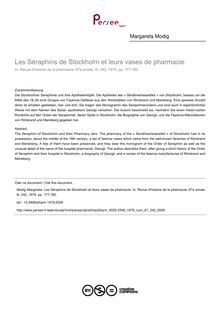 Les Séraphins de Stockholm et leurs vases de pharmacie - article ; n°242 ; vol.67, pg 177-180