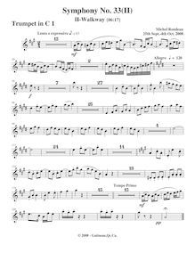 Partition trompette 1, Symphony No.33, A major, Rondeau, Michel par Michel Rondeau