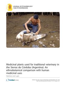 Medicinal plants used for traditional veterinary in the Sierras de Córdoba (Argentina): An ethnobotanical comparison with human medicinal uses