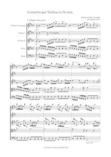 Partition complète, Concerto pour violon, cordes et Continuo en B minor