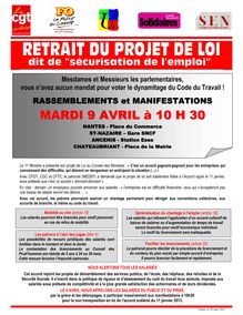 Tract appel intersyndical Manifestations contre ANI - 9 avril 2013