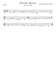 Partition ténor viole de gambe 1, aigu clef, Banchetto Musicale par Johann Hermann Schein