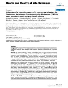 Validation of a general measure of treatment satisfaction, the Treatment Satisfaction Questionnaire for Medication (TSQM), using a national panel study of chronic disease