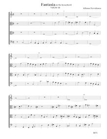 Partition Fantasia on pour Hexachord, VdGS No. 10- partition complète (Tr T T B), fantaisies pour 4 violes de gambe