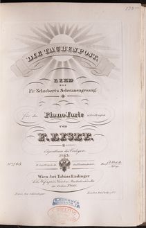 Partition Die Taubenpost (S.560/13), Collection of Liszt editions, Volume 1