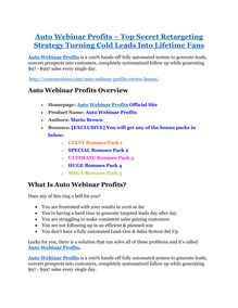 Auto Webinar Profits Review - SECRET of Auto Webinar Profits