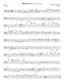 Partition basse 2 viole de gambe, basse clef, fantaisies pour 3 violes de gambe et orgue