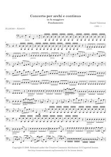 Partition violoncelle/ Basso , partie, Concerto per archi e continuo