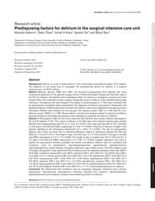 Predisposing factors for delirium in the surgical intensive care unit