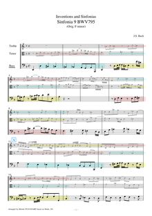 Partition , partie 3: viole de basse, 15 symphonies, Three-part inventions