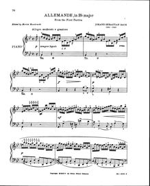 Partition Allemande, 6 partitas, Clavier-Übung I, Bach, Johann Sebastian