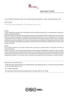 Les déterminants de la multinationalisation des entreprises de services  - article ; n°1 ; vol.45, pg 44-57