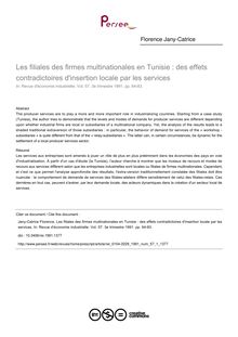 Les filiales des firmes multinationales en Tunisie : des effets contradictoires d insertion locale par les services - article ; n°1 ; vol.57, pg 64-83