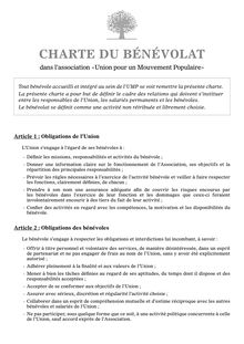 La charte du bénévolat de l UMP