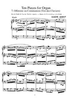 Partition , Offertoire ou Communion (Trio des Claviers), 10 pièces pour orgue
