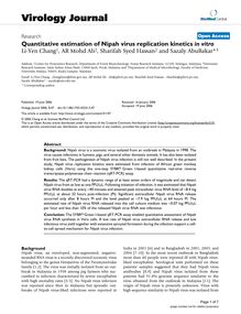 Quantitative estimation of Nipah virus replication kinetics in vitro