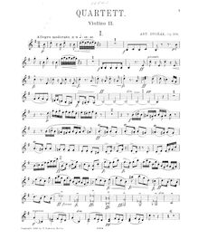 Partition violon 2, corde quatuor No.13, Op.106, G Major, Dvořák, Antonín