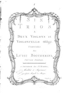 Partition violon 2, 6 corde Trios, G.83-88, Boccherini, Luigi par Luigi Boccherini