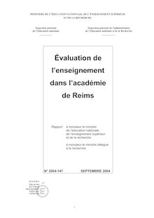 Evaluation de l enseignement dans l académie de Reims
