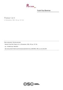 Poésie I et II - article ; n°69 ; vol.20, pg 127-129