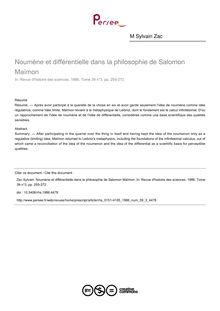 Noumène et différentielle dans la philosophie de Salomon Maïmon - article ; n°3 ; vol.39, pg 255-272