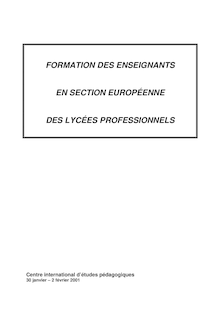 Formation des enseignants en section européenne des lycées ...