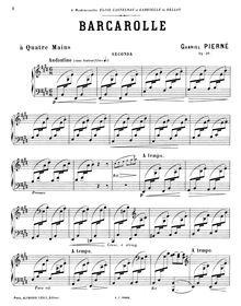 Partition complète, Barcarolle, Op.26, Pierné, Gabriel