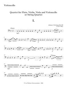 Partition violoncelle, flûte quatuor en C major, C, Bach, Johann Christian