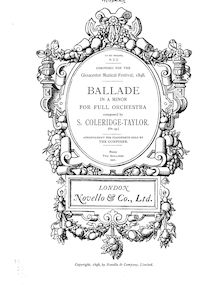 Partition complète, Ballade, Op.33, Ballade in A minor : for full orchestra : Op. 33 / composed by S. Coleridge-Taylor.