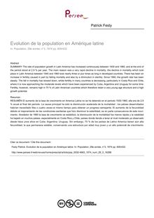 Evolution de la population en Amérique latine - article ; n°3 ; vol.29, pg 609-632