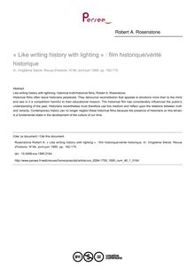 « Like writing history with lighting » : film historique/vérité historique - article ; n°1 ; vol.46, pg 162-175