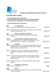 1 NOUVELLES ACQUISITIONS JANVIER-JUIN 2006 DOCUMENTAIRES JEUNES ...