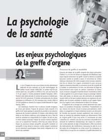 Les enjeux psychologiques de la greffe d organe - Psychologie de ...