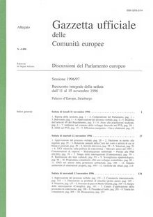 Gazzetta ufficiale delle Comunità europee Discussioni del Parlamento europeo Sessione 1996/97. Resoconto integrale della seduta dall 11 al 15 novembre 1996